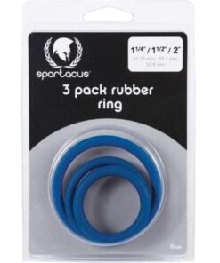 Spartacus Rubber Cock Ring Set- Blue Pack of 3