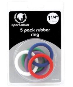Spartacus 1.25" Rubber Cock Ring Set - Rainbow Pack of 5