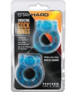 Blush Stay Hard Vibrating Cock Ring 2 Pack - Blue