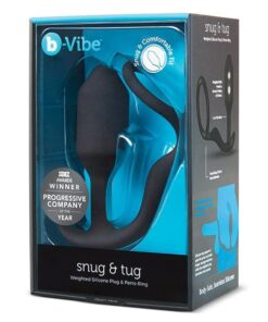 b-Vibe Snug & Tug Weighted Silicone  & Penis Ring - 128 g Black