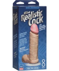 8" Realistic Cock w/Balls - White