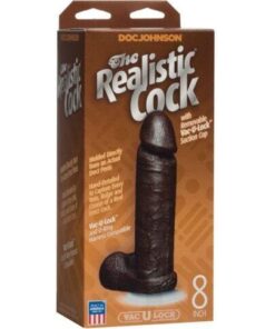 8" Realistic Cock w/Balls - Black