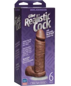 6" Realistic Cock w/Balls - Brown