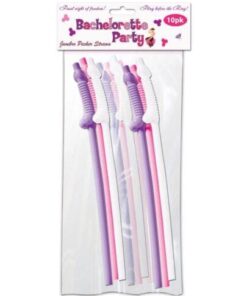 Bachelorette Party Pecker Sipping Straws - Assorted Colors Pack of 10