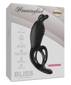 Bliss Hummingbird Vibrating Cock Ring - Black