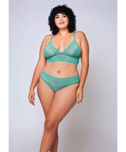 Geometric Lace Bralette & Hipster Teal 3X
