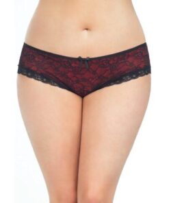 Cage Back Lace Panty Black/Red 3X/4X
