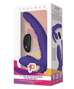 Pegasus 7" Strapless Strap On w/Remote - Purple