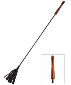 Rouge Leather Riding Crop w/Wooden Handle - Black