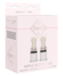 Shots Pumped Nipple Suction Set - Medium Clear