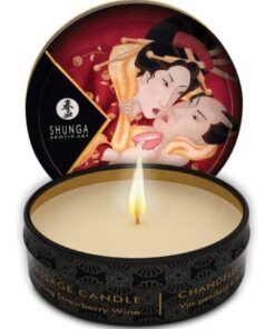 Shunga Romance Mini Candlelight Massage Candle - 1 oz Sparkling Strawberry Wine
