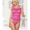 Allure Halter & Lace Teddy Hot Pink O/S