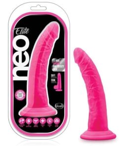 Blush Neo Elite 7.5" Silicone Dual Density Cock w/Balls - Neon Pink