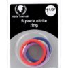 Spartacus 1.5" Nitrile Cock Ring Set - Asst. Colors Pack of 5