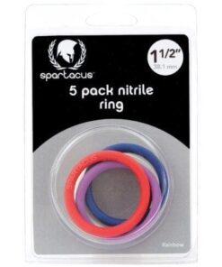 Spartacus 1.5" Nitrile Cock  Ring Set - Asst. Colors Pack of 5