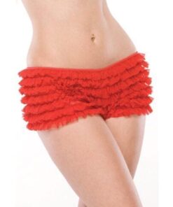 Ruffle Shorts w/Back Bow Detail Red O/S