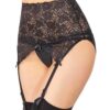 High Waisted Adjustable Garter Belt Black O/S