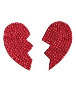 Rhinestone Broken Heart Reusable Pastie - Red O/S