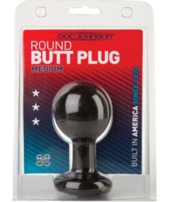 Round Butt Plug - Medium Black