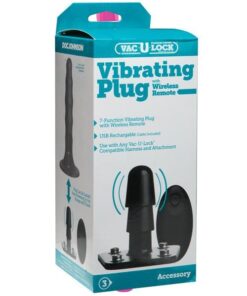 Vac-U-Lock Vibrating Remote Plug w/Snaps - Black