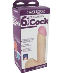 Vac-U-Lock 6" Ultraskyn Cock & Balls Attch. - White