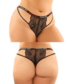 Vibes Buddy Fuck Off Caged Lace Panty & Micro Thong Black QN