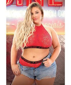Vibes Extra Spicy Halter Bralette & Cheeky Panty Chili Red QN