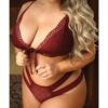 Vixen Good 4 You Lace Triangle Bralette & Panty Burgundy QN