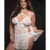 Lace Halter Babydoll w/Lace Panty White QN