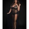 Lace Night Gown w/Lace Panty Black QN