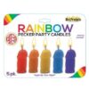 Rainbow Pecker Party Candles - Asst. Colors Pack of 5