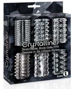 The 9's Crystalline TPR Cock Sleeve 6 Pack - Clear