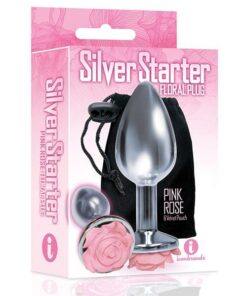 The 9's The Silver Starter Rose Floral Stainless Steel Butt Plug - Pink