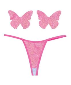 Neva Nude Naughty Knix Bella Rosa Shimmer G-String & Pasties - Soft Pink O/S