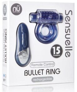 Sensuelle Remote Control Rechargeable Bullet Ring - Blue