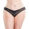 Crotchless Thong w/Pearls Black O/S