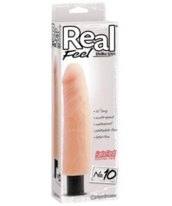 Real Feel No. 10  Long 10" Vibe Waterproof - Mutli-speed Flesh