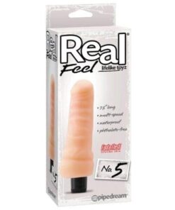 Real Feel No. 5 Long 7.5" Vibe Waterproof - Mutli-speed Flesh