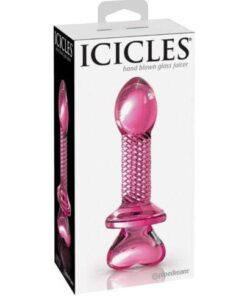 Icicles No. 82 Hand Blown Glass Butt Plug - Ribbed/Pink
