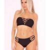 Pink Lipstick Truth or Bare 2pc Bra Set Black M/L