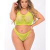 Pink Lipstick Festival Flirt Bra Set Green 1X/2X