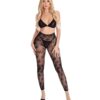 Pink Lipstick All About Leaf Bra & Leggings Black O/S