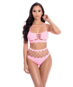 Pink Lipstick Neon Dreams Bra & High Waist Thong Pink O/S