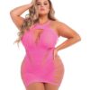 Pink Lipstick Back 2 Basixxx Hi Neck Dress Pink 1X-3X