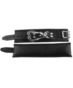 Rouge Padded Leather Wrist Cuffs - Black
