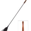 Rouge Leather Riding Crop w/Wooden Handle - Black