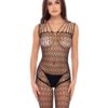 Rene Rofe Neo Geo Crotchless Bodystocking Black O/S