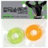 Ignite Power Stretch Donut Cock Ring - Orange/Green Pack of 2