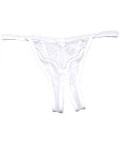 Scalloped Embroidery Crotchless Panty White O/S